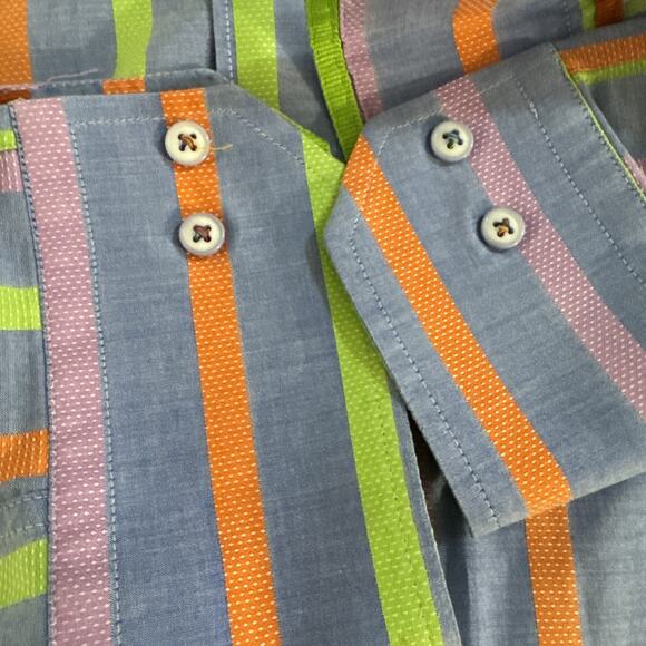 Luchiano Visconti Men’s XXL 100% Cotton Button Shirt Limited Edition Blue Purple - Picture 6 of 8